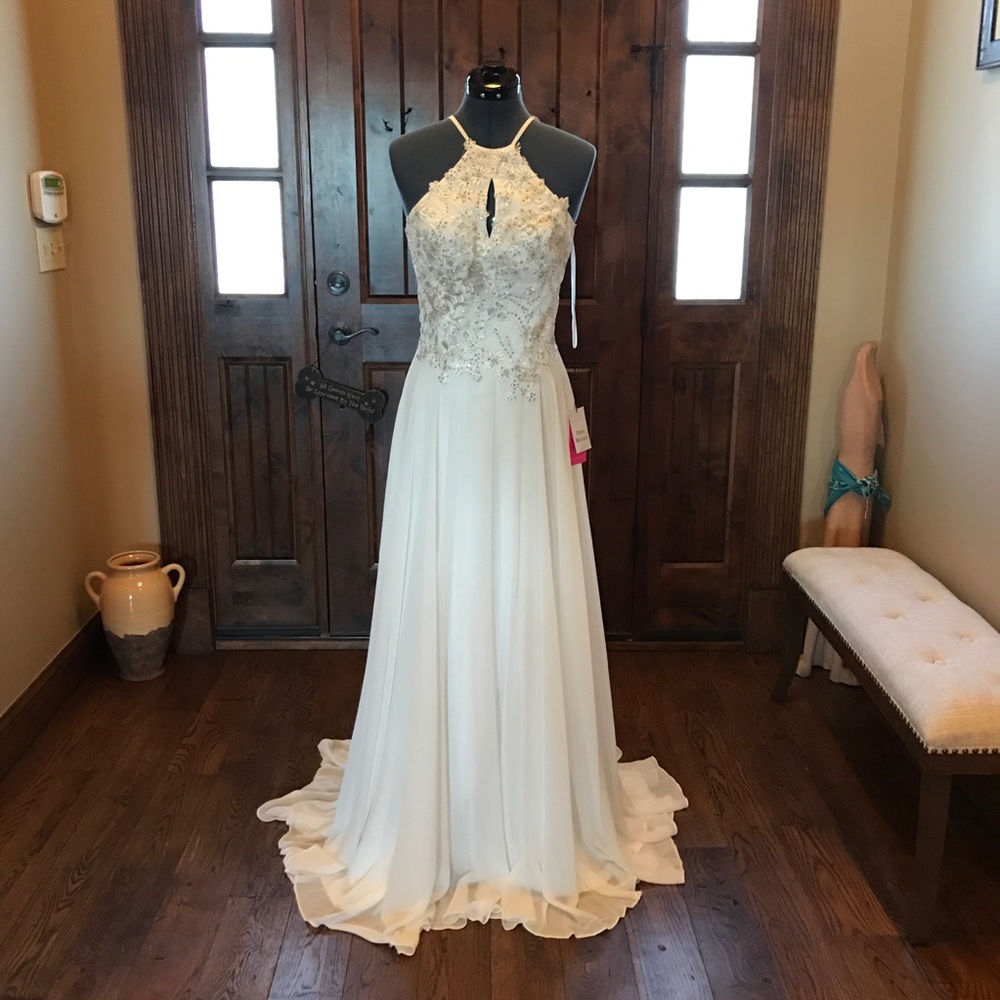 JVN Jovani Ivory Chiffon Beaded DRESS! #41470